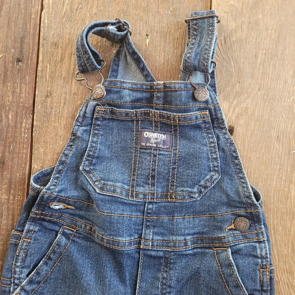 OshKosh Bgosh Baby Boys Medium Wash Denim Carpenter Overalls 18Month Vintage 80s